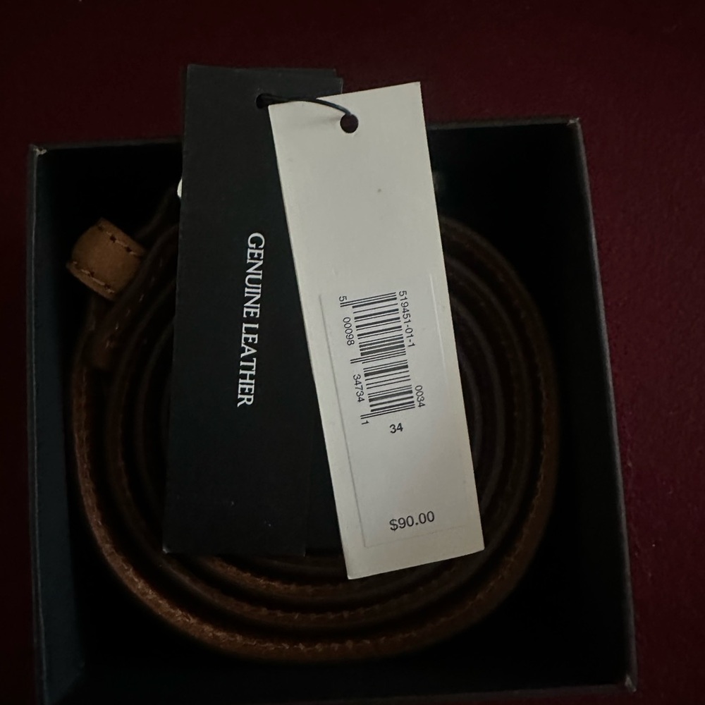 Men's Tan Leather Belt - Picture 3 of 4